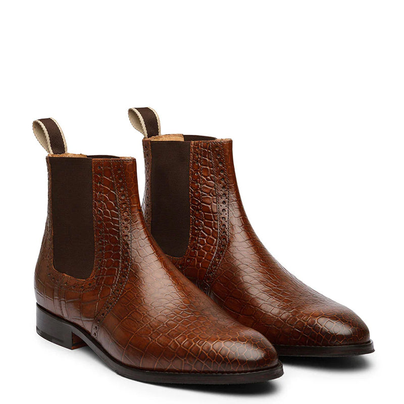 Luxury Design Croco Pure Leather Chelsea Boot