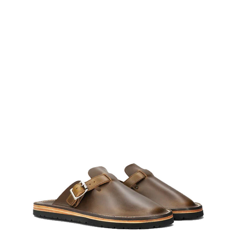 Buckle Clogs Slit Sandal Tan