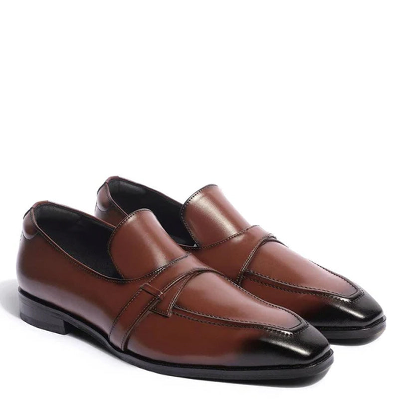 Classic Design Polished Shiny Leather Brown Loafer
