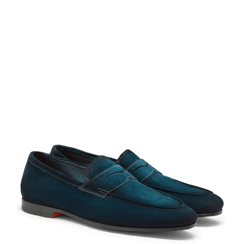 Men Nes Blue Suede Penny Loafers N Classic Slip On