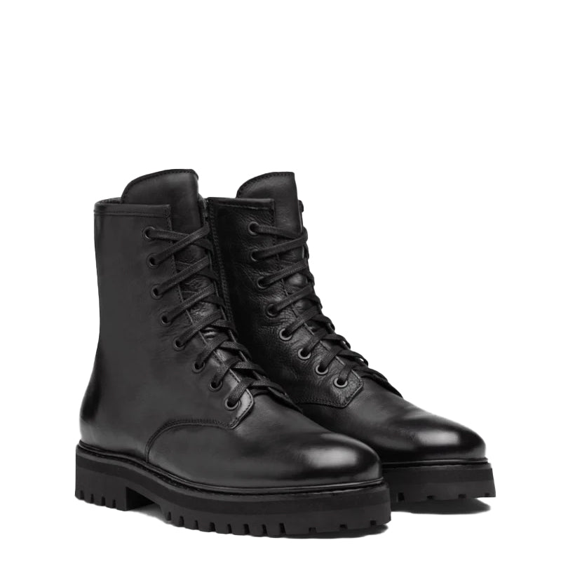 Men High Top Leather Combat Boots
