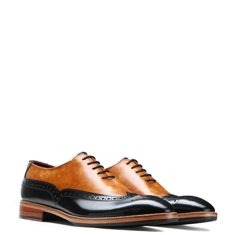 Men Wingtip Solid Leather Formal Oxford Tan Shoe