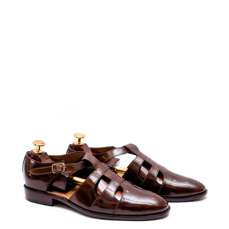 Premium Back Strap Shiny Leather Comfort Sandal