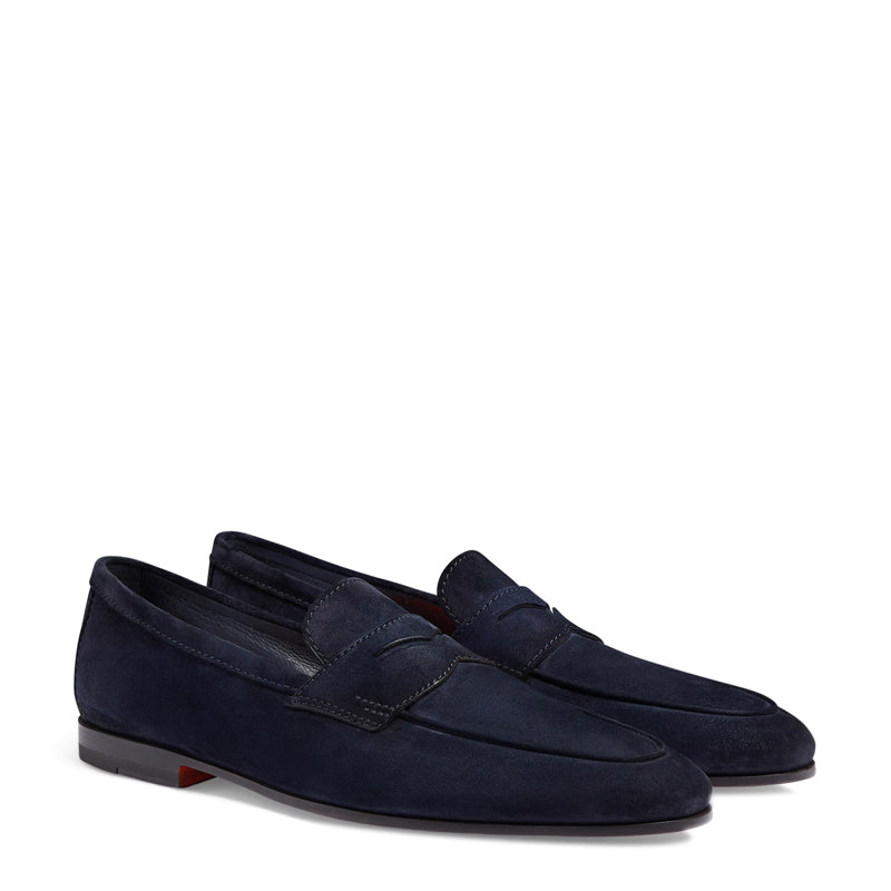 Men Nes Blue Suede Penny Loafers N Classic Slip On