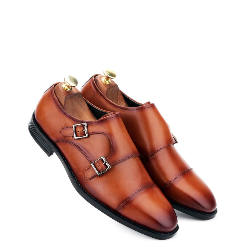 Classic Design Leather Double Monk Strap Shoe