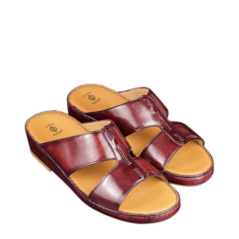 Luxury Slip-On Solid Leather Arabic Black Sandal