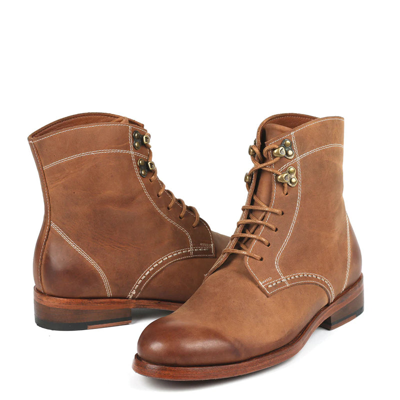 Men Suede Handmade Lace Up Leather Ankle Boots