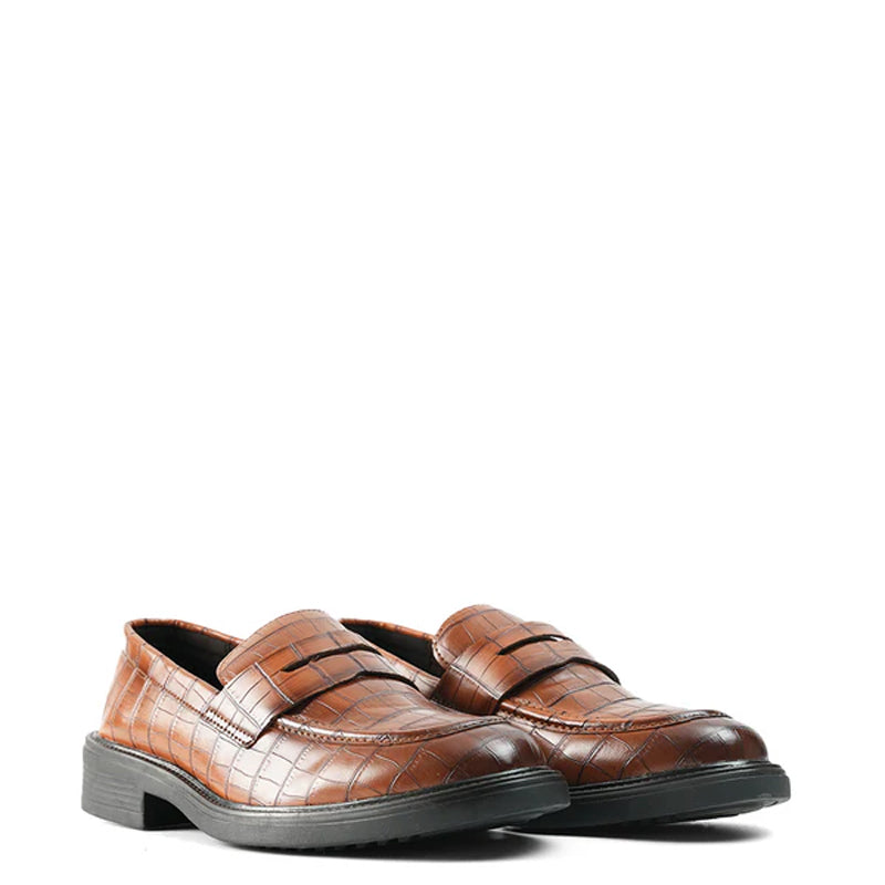 Premium Crocodile-Textured Leather Loafer