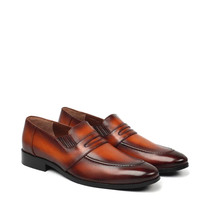 Brown Leather Penny Loafer For Men