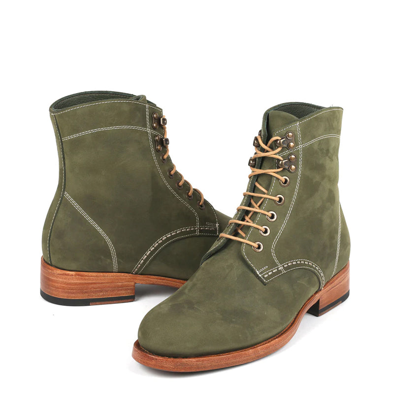 Men Suede Handmade Lace Up Leather Ankle Boots