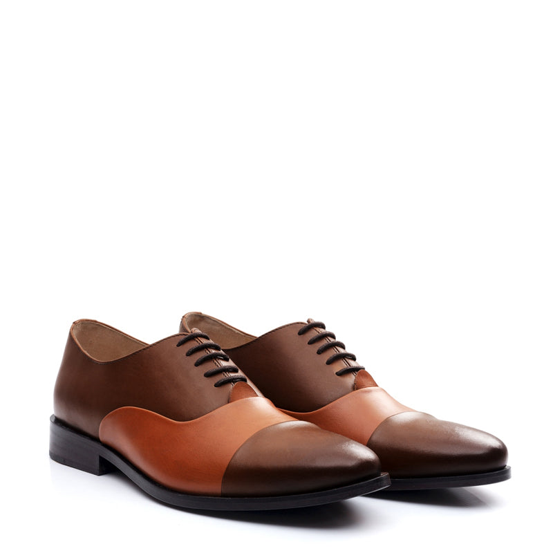Premium Toe-Cap Leather Oxford Shoe Black and Burgundy For Men