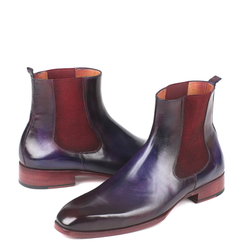 HandPainted Solid Leather Chelsea Boot Black and