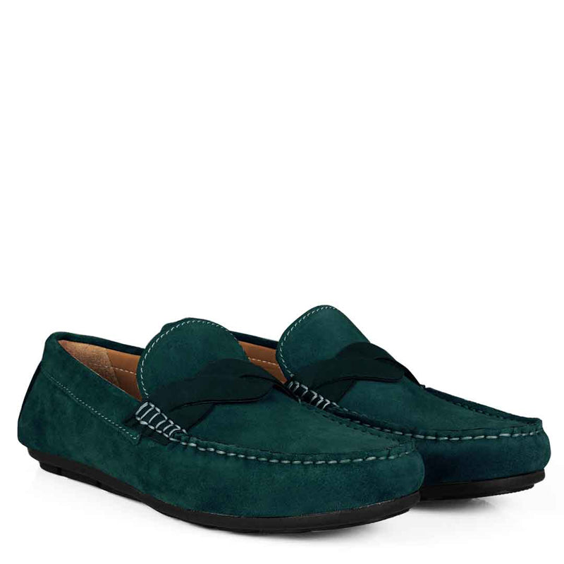 Penny Suede Cross Strap Leather Tan Loafer