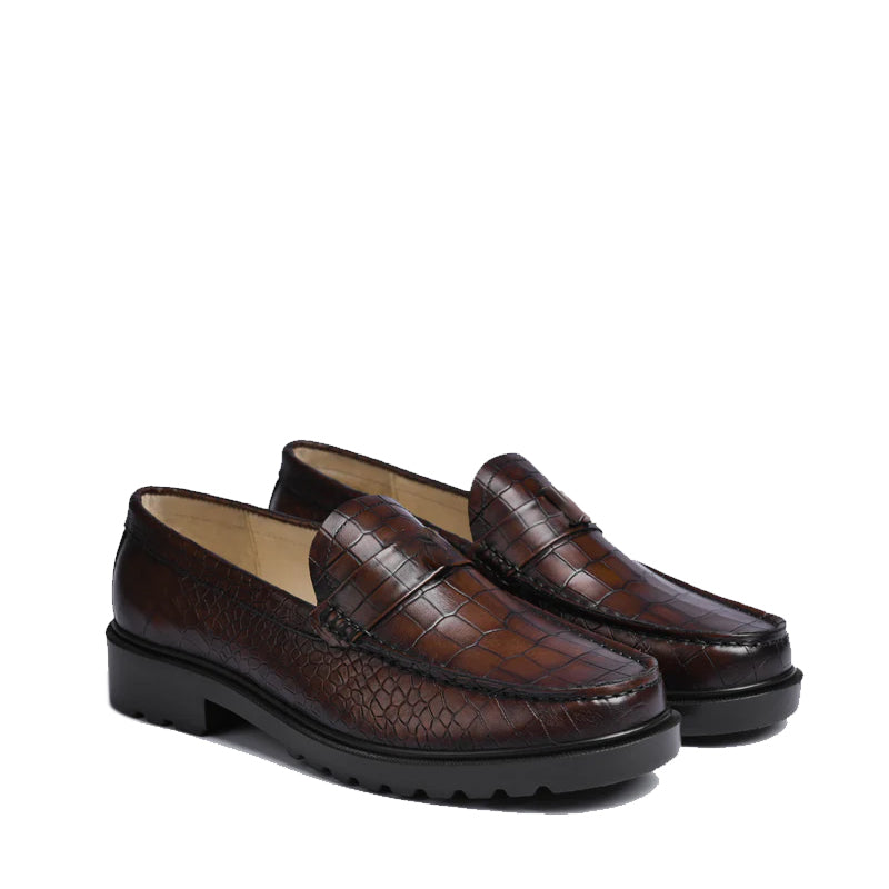 Men's Round Toe Croc Loafers