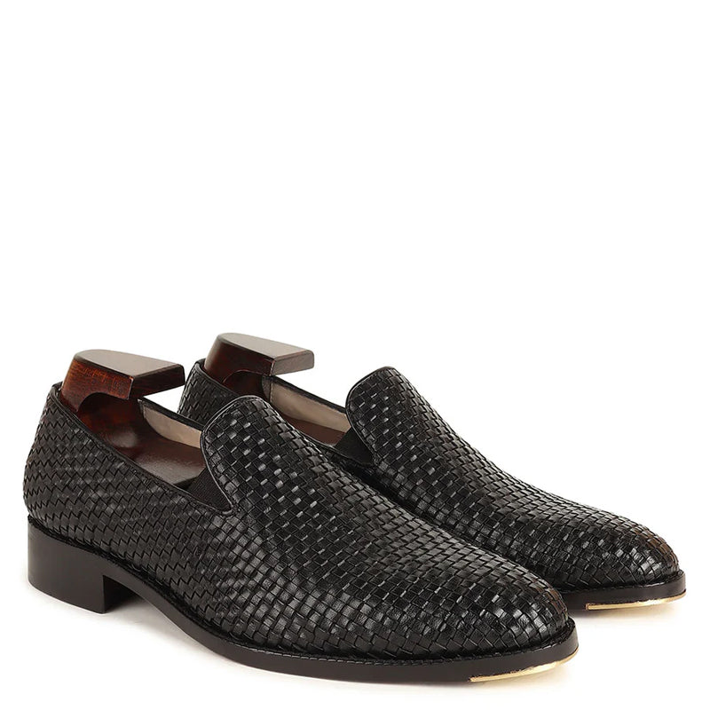 Men Classic Woven Pure Leather Loafer