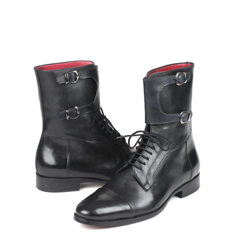 Men Cap-Toe Leather High Ankle Boot