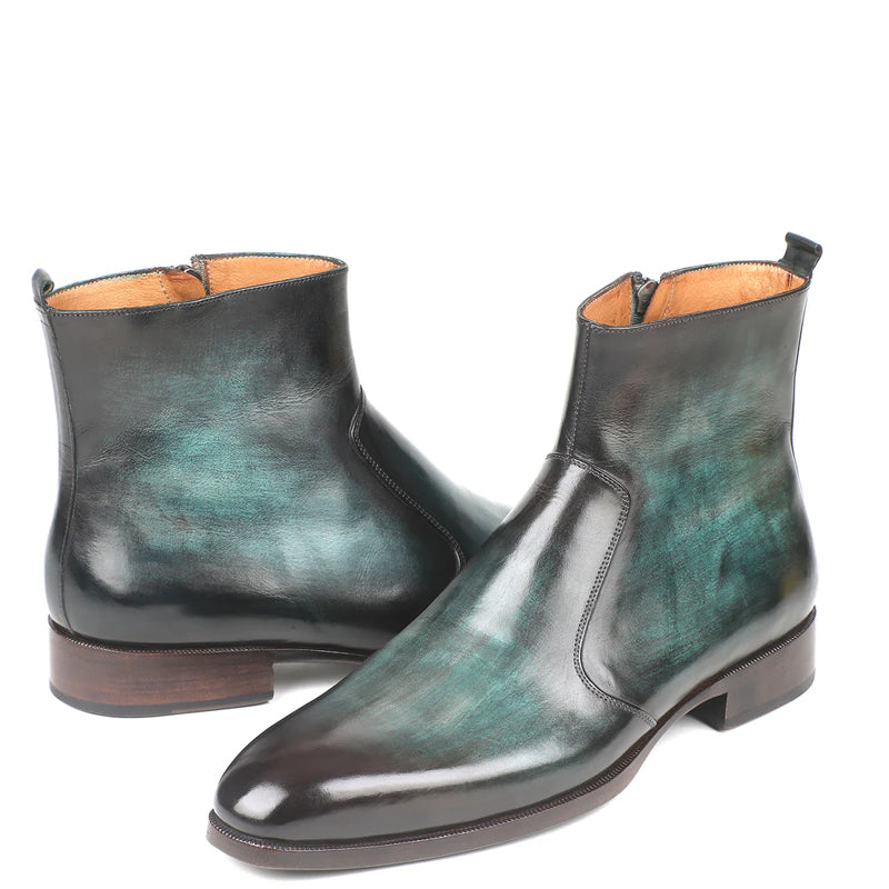 HandPainted Solid Leather Chelsea Boot Black and