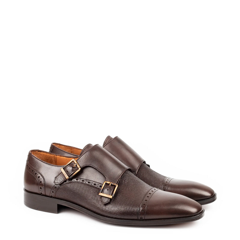 Handmade Polished Shiny Leather Stylish Double Monk Shoe