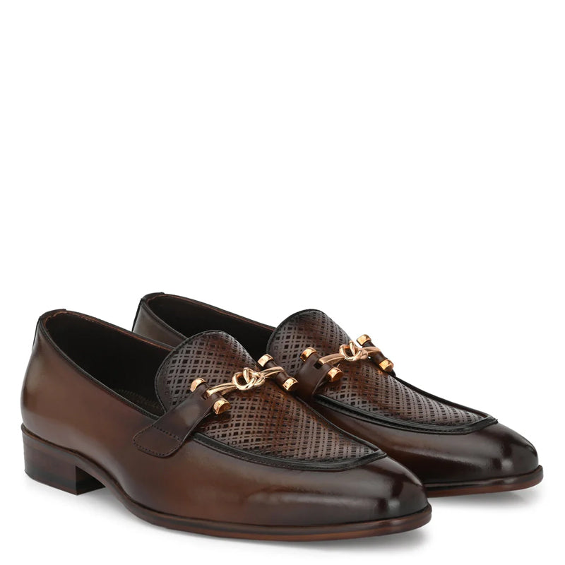 Men Textured Slip On Leather Loafers