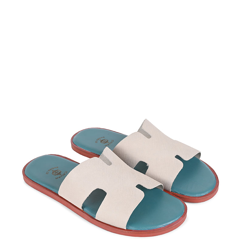 Luxury H Style Leather Sky Slipper For Men