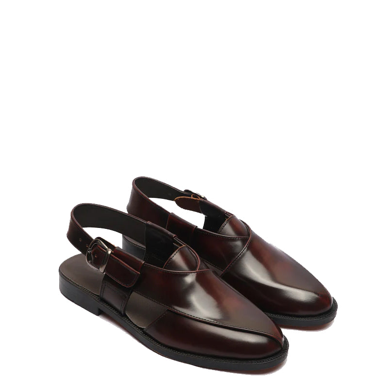Ethnic Back Strap Leather Peshawari Brown Sandal
