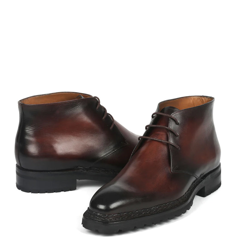Men Custom Handmade Leather Lace Up Chukkas Boots