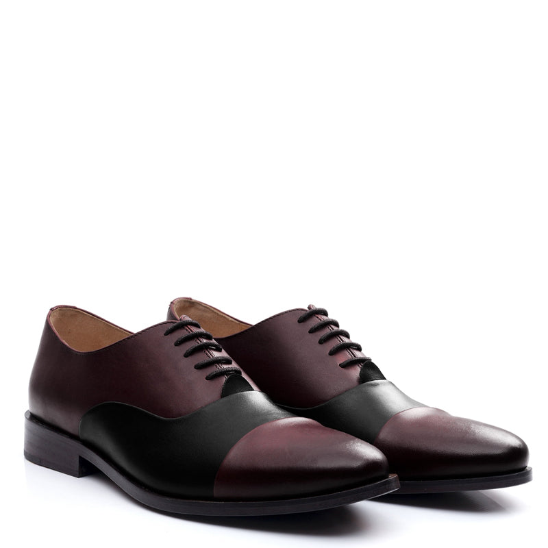 Premium Toe-Cap Leather Oxford Shoe Burgundy For Men