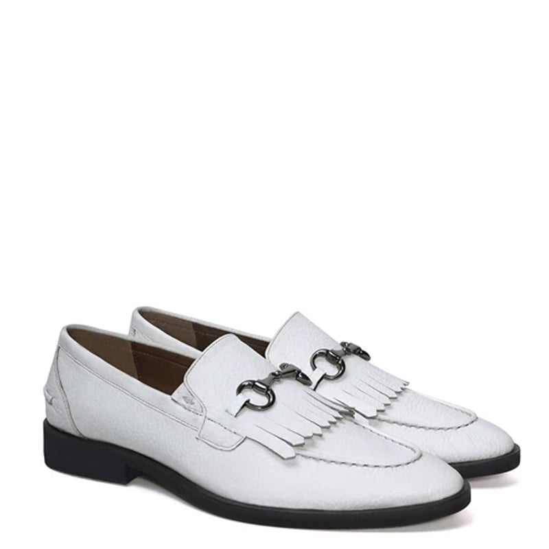Classic Leather Horse Bit Buckle Tassel Loafers With Fringed