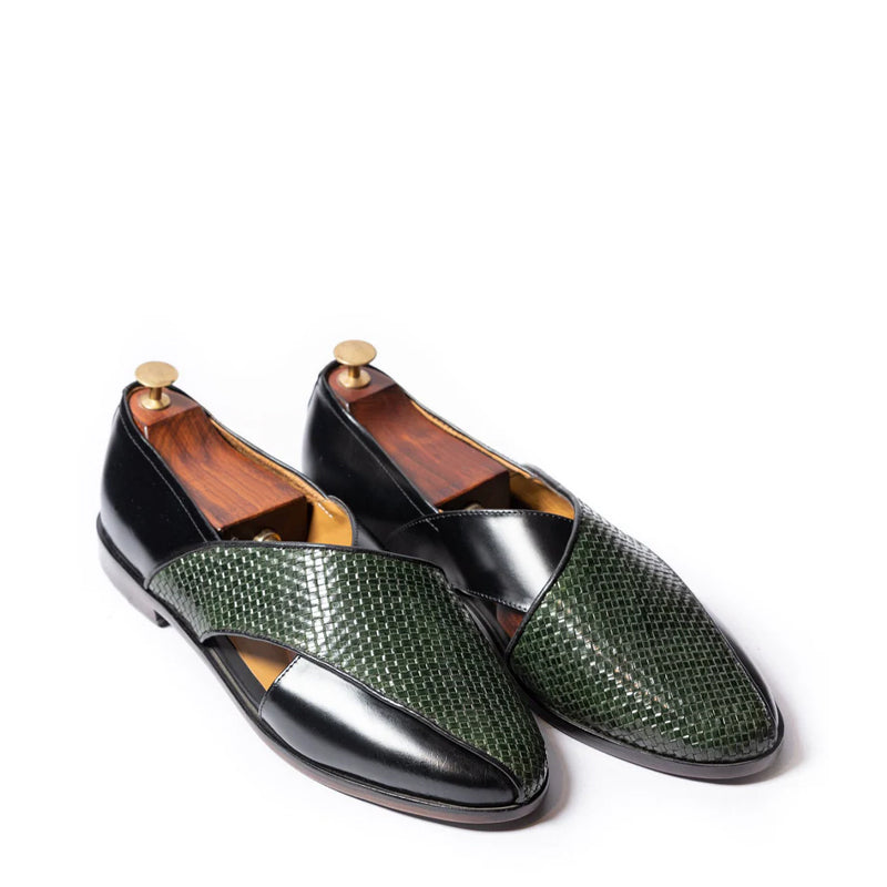 Woven Texture Shiny Leather Peshawari Sandal