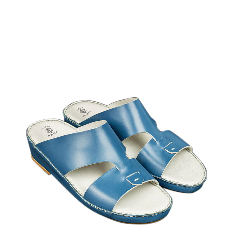 Open Toe Leather Stich Comfort Arabic Blue Sandal