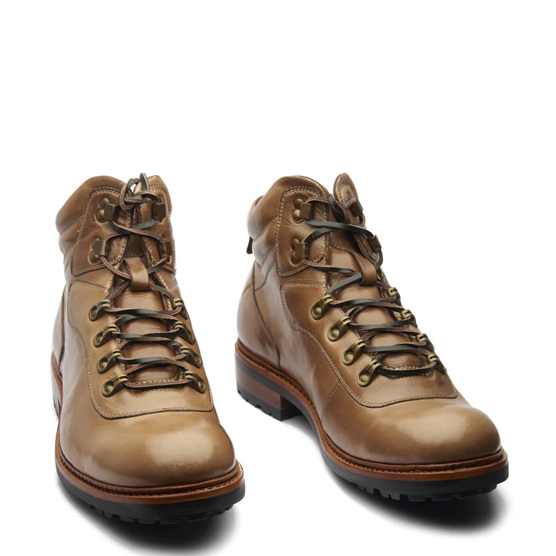 Leather Lace-Up Mid Top Ankle Brown Boot For Men