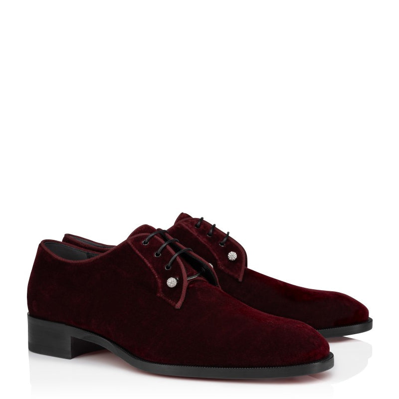 Men Suede Velvet Leather Maroon Derby Shoe