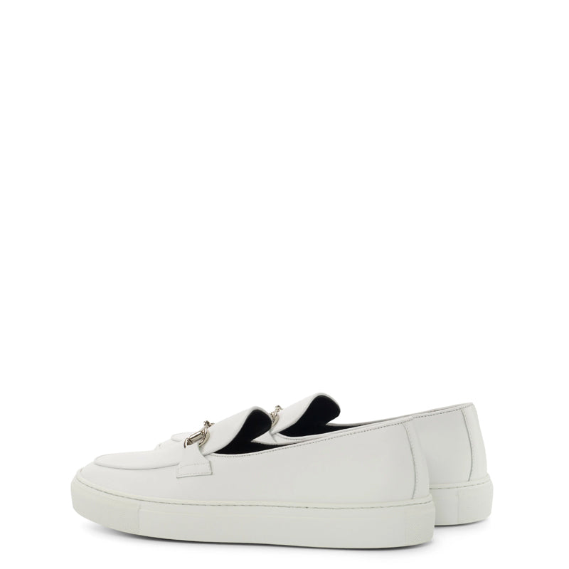 Men Comfort Horsebit Buckled White Loafer