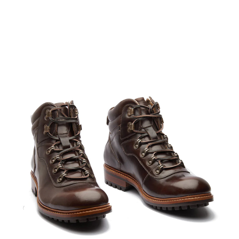 Leather Lace-Up Mid Top Ankle Brown Boot For Men