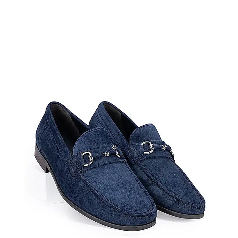 Suede Leather Formal Horsebit Buckled Loafer Burgundy