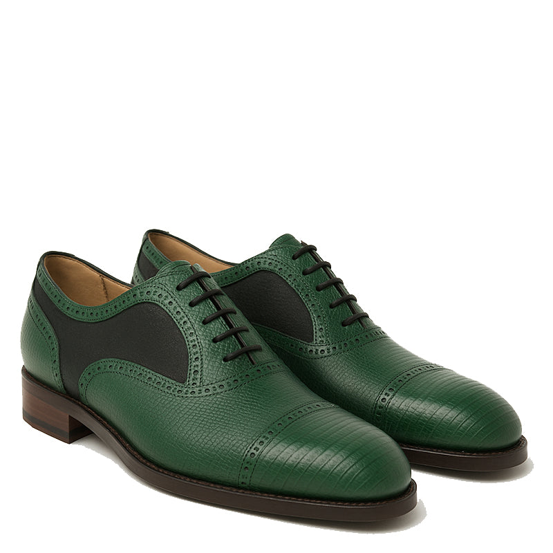 Luxury Leather Lace Up Dual Textured Oxford Shoes