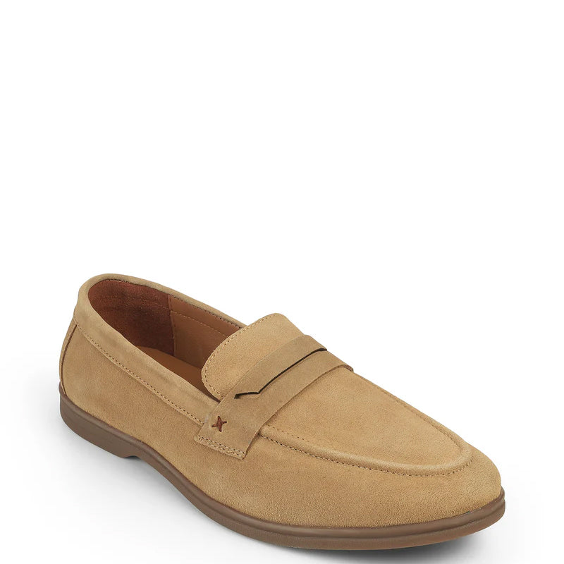 Men Suede Casual Leather Penny Tan Loafer