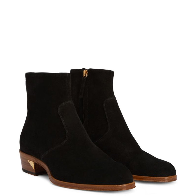 Handmade Suede Leather Side Zipper Ankle Brown Boot