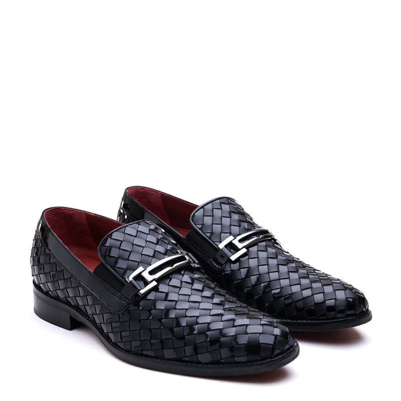 Men Slip On Woven Leather Loafer