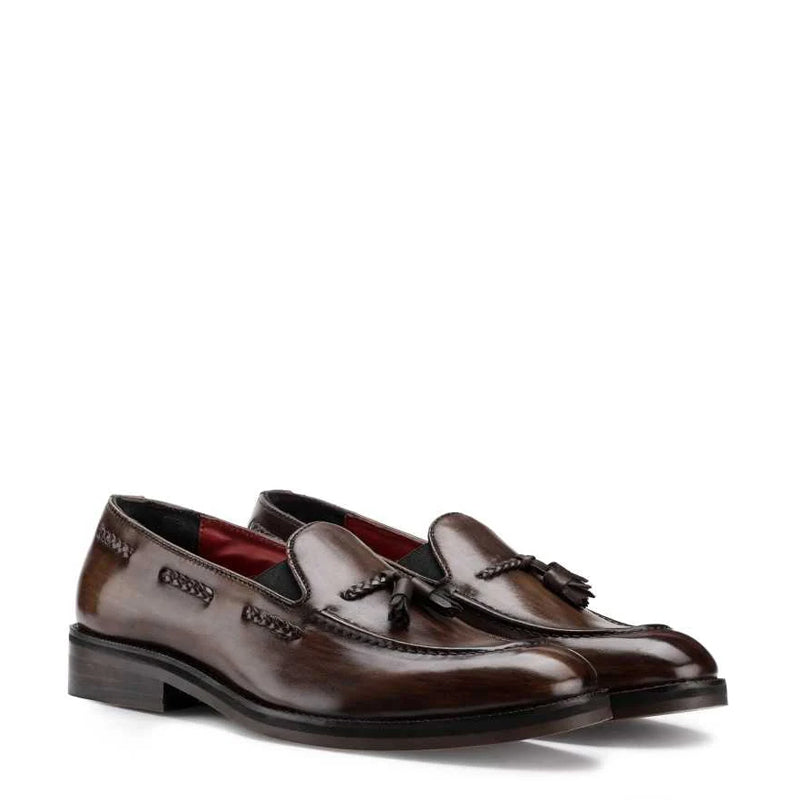 Pure Leather Classic Side Lacing Brown Tassel Loafer
