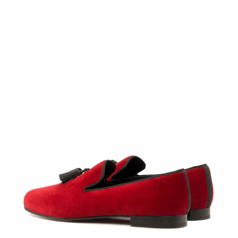 Men Custom Handmade Velvet Leather Tassel Loafer