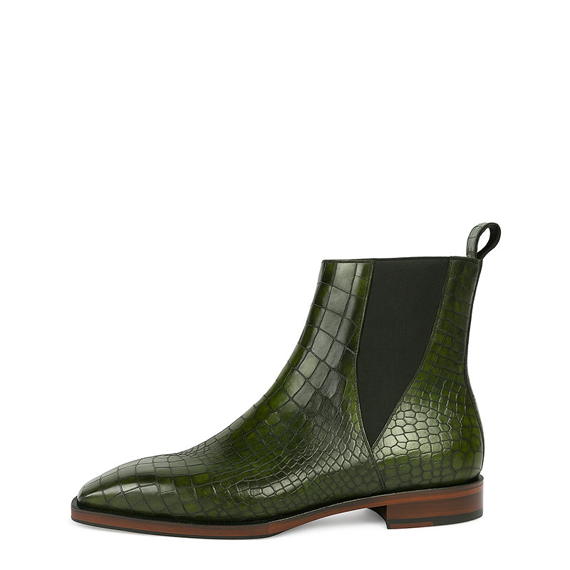 Men s Croco Leather Chelsea Boots