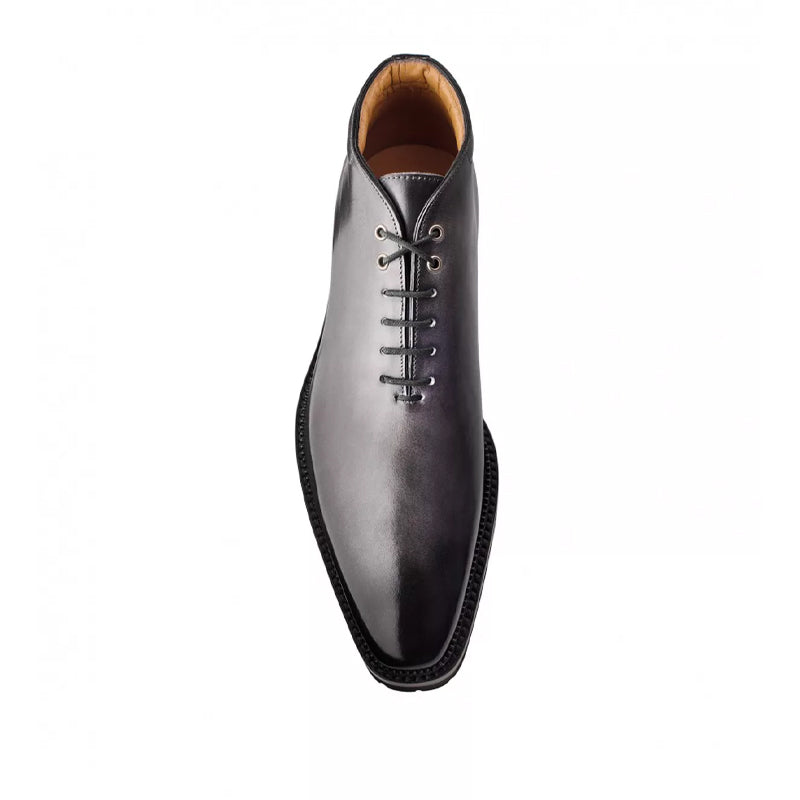 Patina Burgundy Wholecut Shiny Leather Derby Ankle Boots