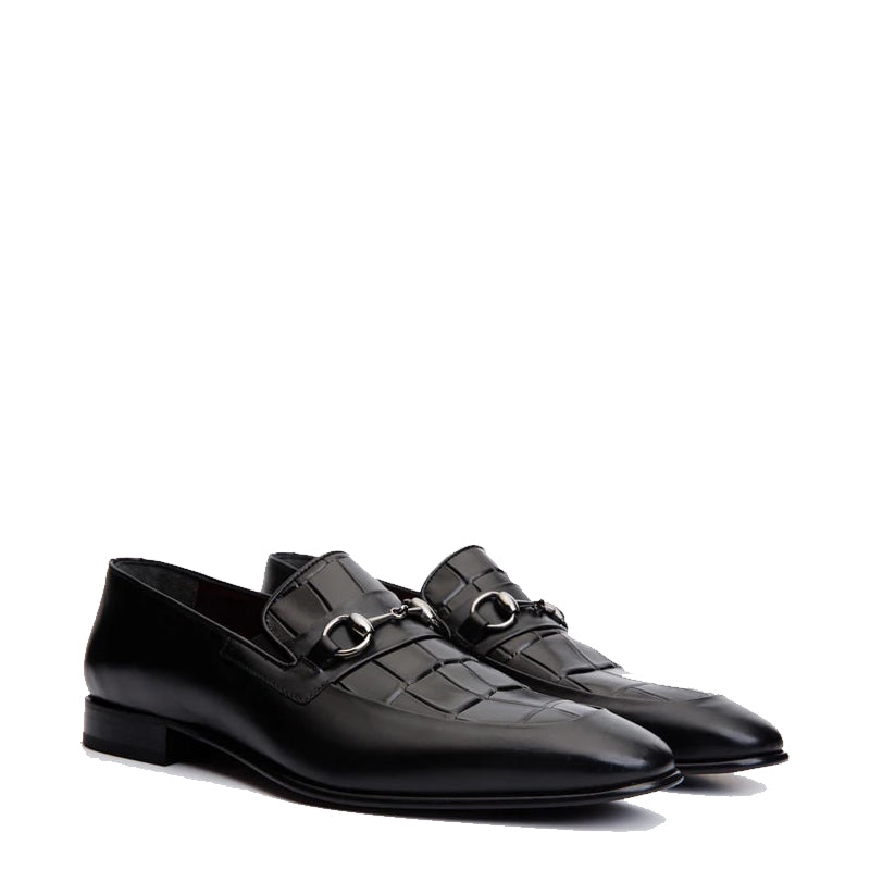 Black Men s Leather Slip On Shoe
