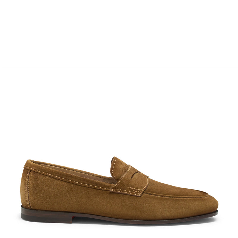 Men Nes Brown Suede Penny Loafers N Classic Slip On