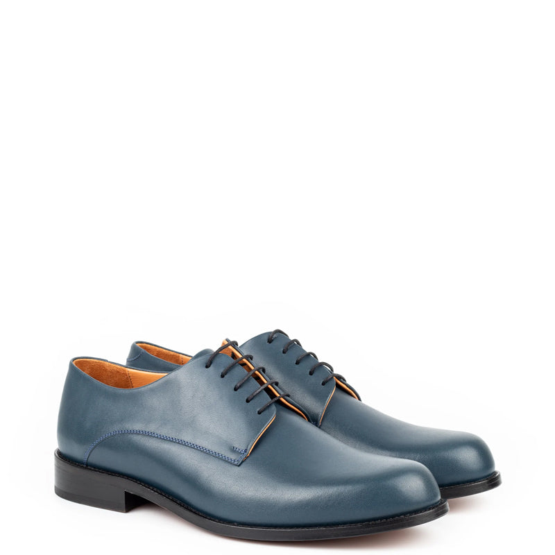 Polished Plain Italian Leather Derby Shoe