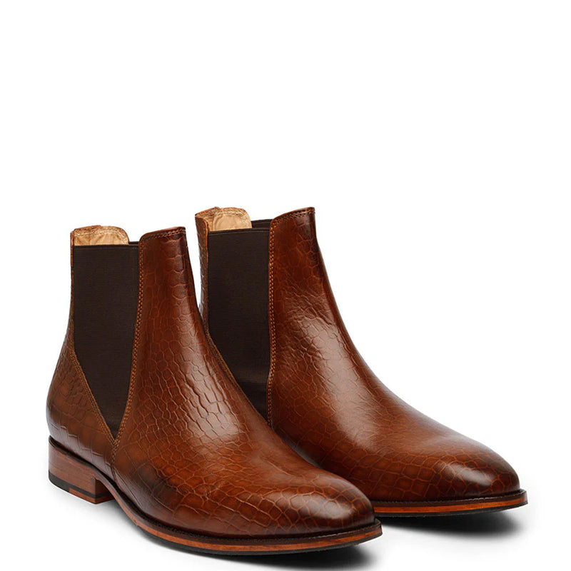Croco Leather Sharp Chelsea Boot