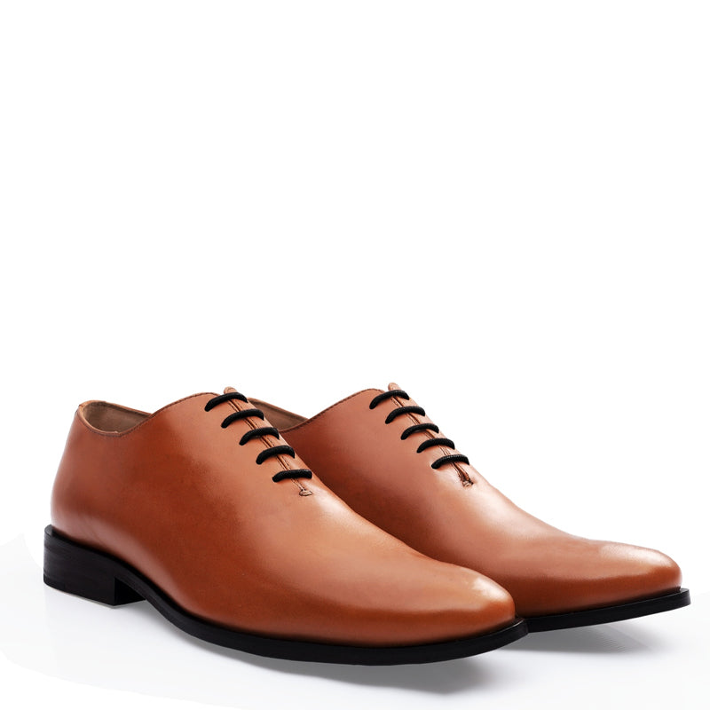 Classic Plain Wholecut Leather Oxford Shoe Dark Brown