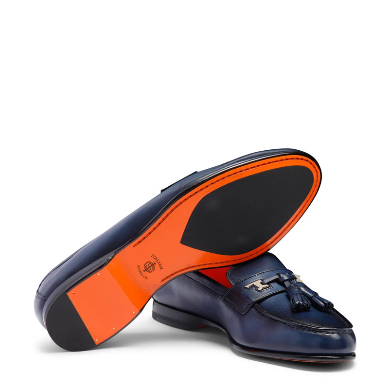 Polished Leather Tassel Loafer For Men