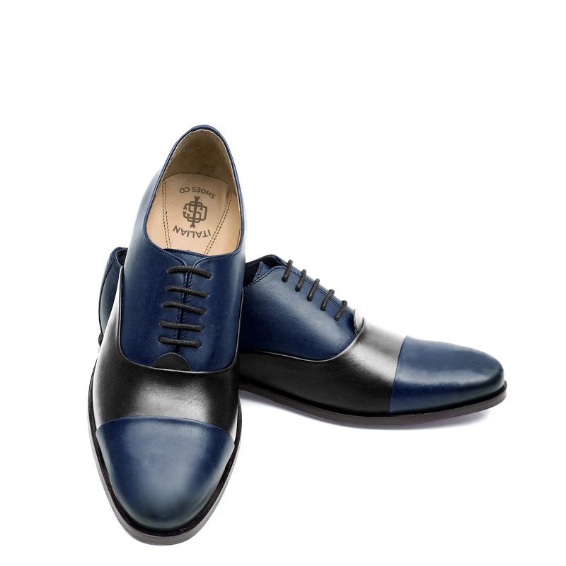 Premium Toe-Cap Leather Oxford Shoe Black and Burgundy For Men
